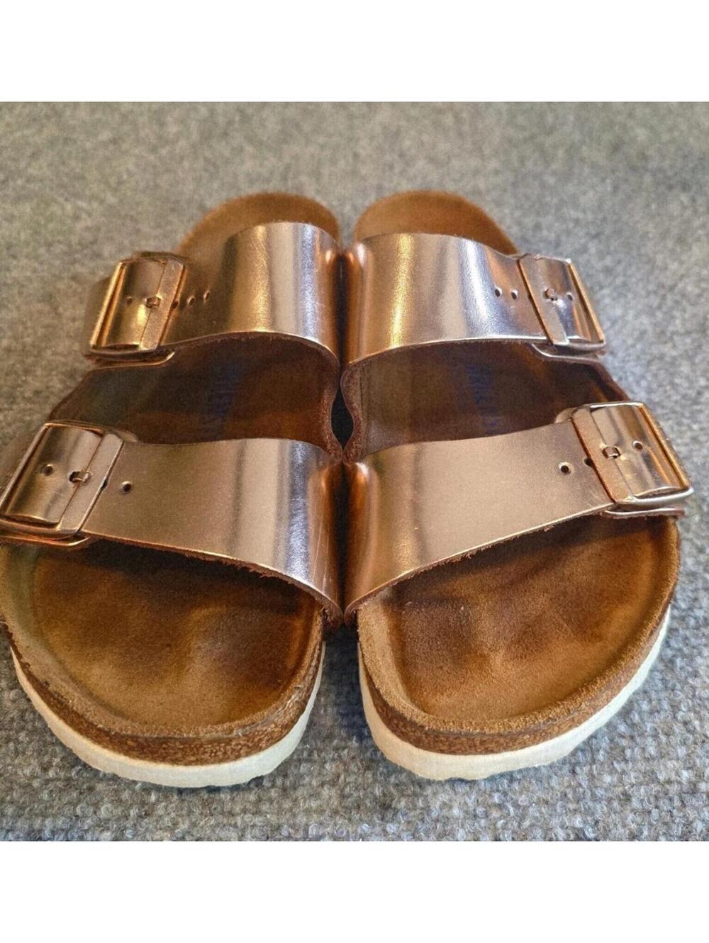 Birkenstock Metallic Copper Arizona BS Slip On Slide Sandals Sz 38 US 7-7.5 - Picture 3 of 12